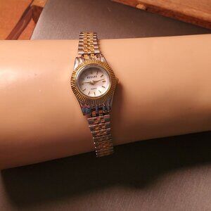 Vintage Decade Ladies Two-Tone Wristwatch - Stretch Stainless Steel Band